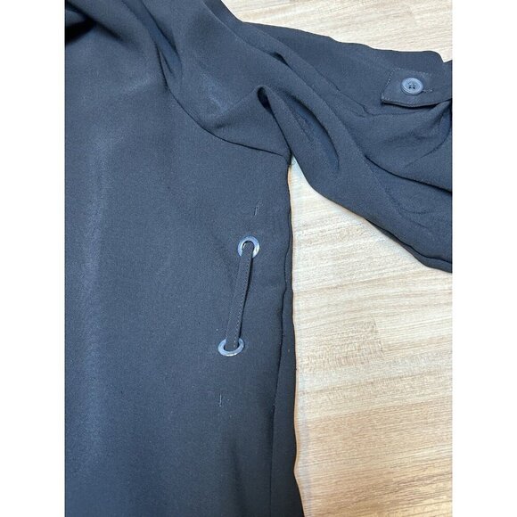 T Tahari Jacket Womens 2X Black Open Front Roll Tab Sleeve Side Laces Pockets - Picture 7 of 12